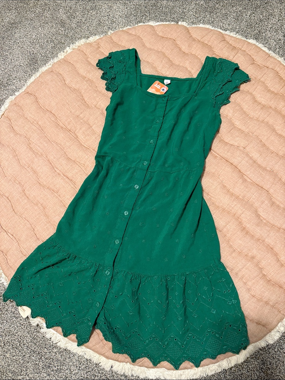 Old Navy Emerald Green Eyelet Button-Front Summer Dress